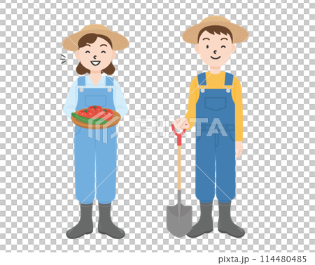 Full body illustration of male and female farmers Full body illustration of male and female farmers 114480485