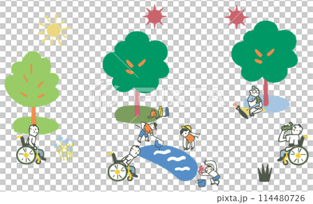 一群坐著輪椅的老人從初夏到盛夏愉快散步的插畫素材 一群坐著輪椅的老人從初夏到盛夏愉快散步的插畫素材 114480726
