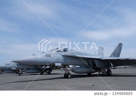 厚木基地に展示されたFA18Eスーパーホーネット艦上戦闘機 114480805
