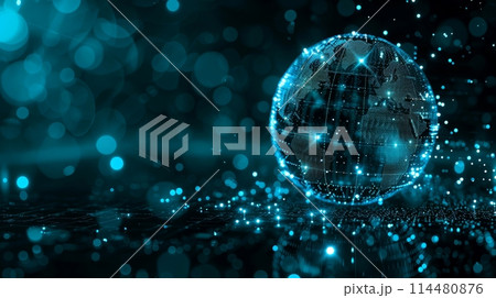 Global network connection background,world map, Generative AI 114480876