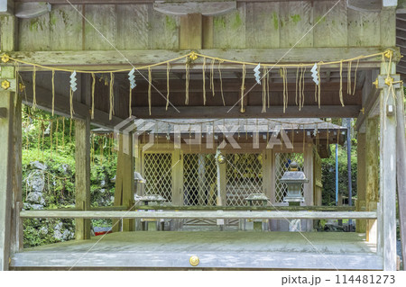 貴船神社奥宮　拝殿・本殿　新緑に包まれた境内 114481273