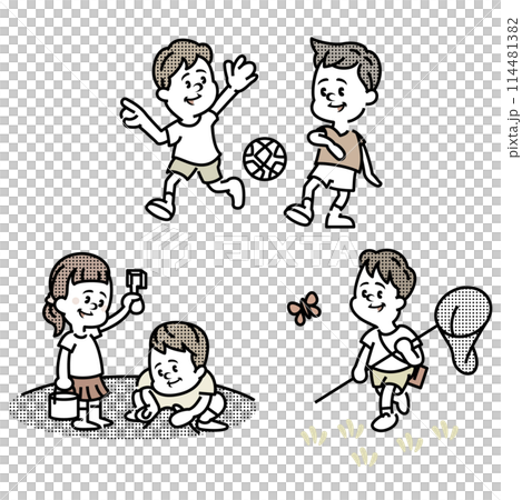 Illustration of kids playing outside Illustration of kids playing outside 114481382