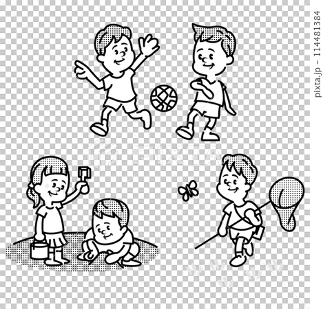Illustration of kids playing outside Illustration of kids playing outside 114481384