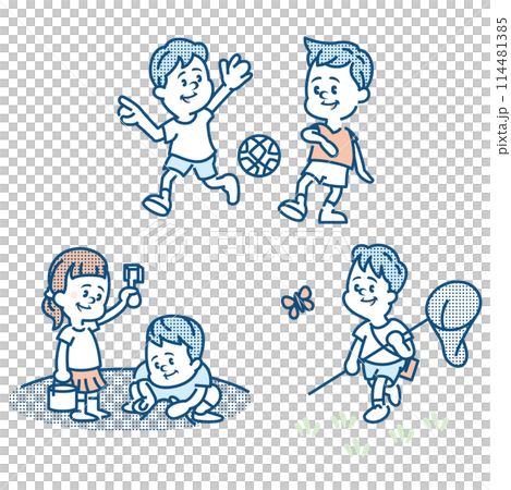 Illustration of kids playing outside 114481385