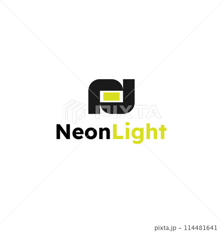 Modern Letter N with LED neon light style logo vector design 114481641