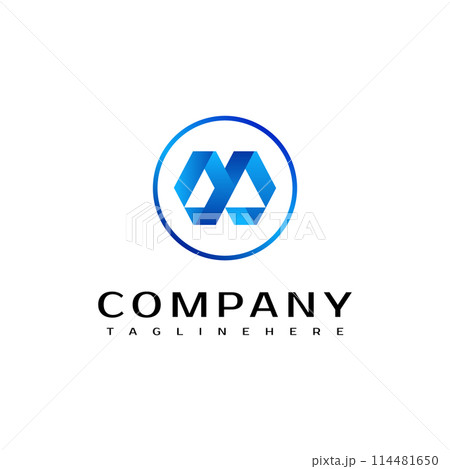 Modern initial M D letter geometric logo template, elegant brand mark logo design vector concept 114481650