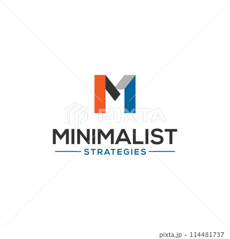 Vector minimalist line of letter M logo design, monogram logo design template 114481737