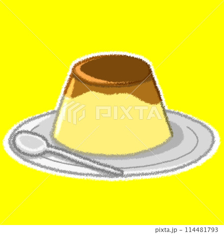 プリンのクレヨンイラスト 114481793