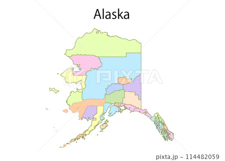 アラスカ　アメリカ　地図　カラフル　アイコン 114482059