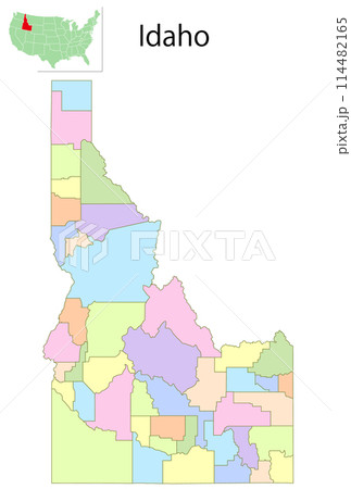 アイダホ　アメリカ　地図　カラフル　アイコン 114482165