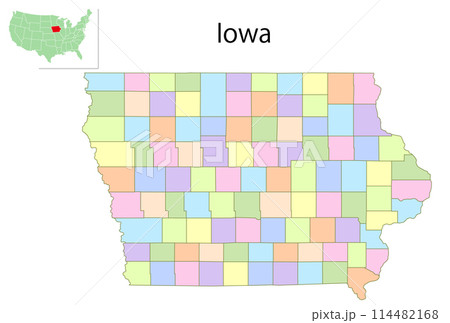 アイオワ アメリカ 地図 カラフル アイコン アイオワ アメリカ 地図 カラフル アイコン 114482168
