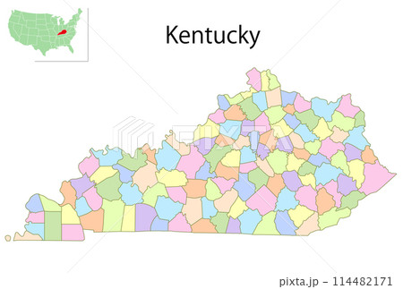 ケンタッキー アメリカ 地図 カラフル アイコン ケンタッキー アメリカ 地図 カラフル アイコン 114482171