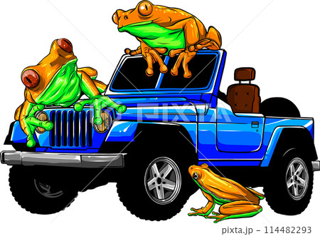 Hunter car jeep vector illustration on white background. digita hand draw design Hunter car jeep vector illustration on white background. digita hand draw design 114482293