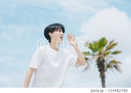 夏の爽やかな若い男性 夏の爽やかな若い男性 114482760