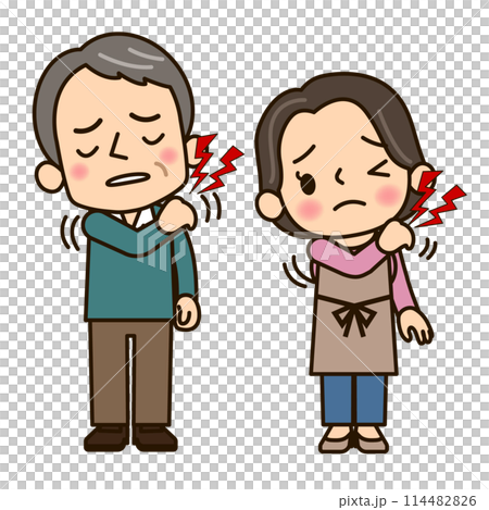 肩こりに困っている中年夫婦 114482826