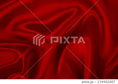 Red fabric cloth texture for background and design art work, beautiful crumpled pattern of silk or linen. 114482887