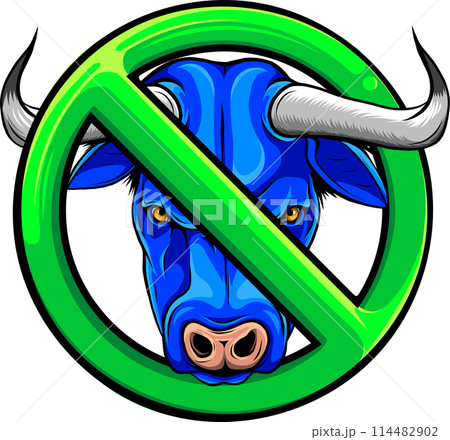 Cow head icon in prohibition circle vector illustration 114482902