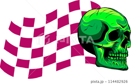 vector illustration ofskull racing flag on white background. digital draw vector illustration ofskull racing flag on white background. digital draw 114482926