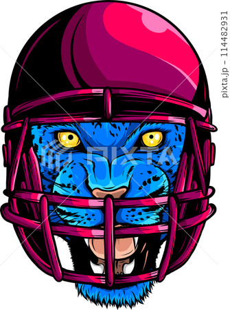 Cool animal wearing rugby helmet on white background Cool animal wearing rugby helmet on white background 114482931