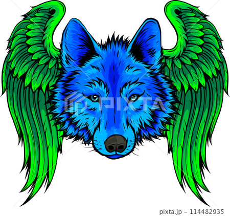 vector illustration of head wolf on white background 114482935