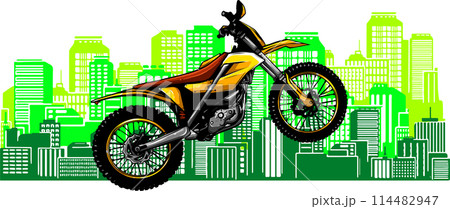 vector illustration of Motorbike in city landscape background vector illustration of Motorbike in city landscape background 114482947