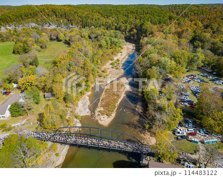 Aerial view of the War Eagle Fair and parking lot 114483122
