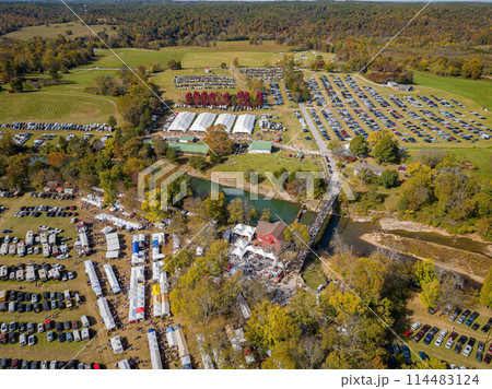 Aerial view of the War Eagle Fair and parking lot 114483124