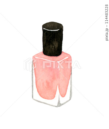 ピンク色のマニキュア 手描き水彩イラスト素材 ピンク色のマニキュア 手描き水彩イラスト素材 114483228