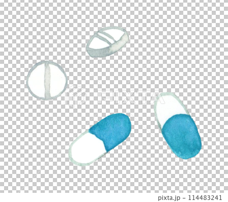 藥品（錠劑/膠囊）手繪水彩插畫素材 114483241