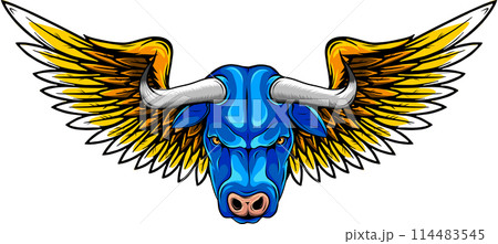 vector illustration of head bull on white background. digita design hand draw 114483545