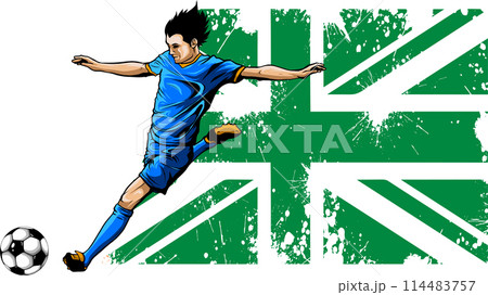 England soccer player with flag background vector 114483757
