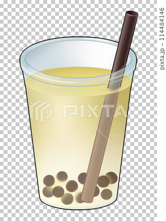 黃色木薯蘇打水插畫（附吸管） 114484146