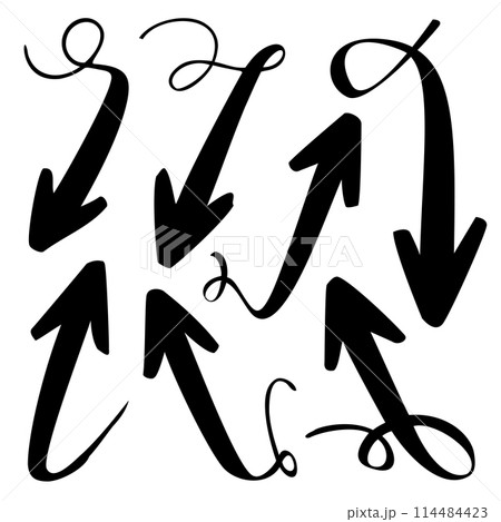 Arrows collection, Direction pointers. Freehand Lines, curves. Vector set for business plan and education 114484423