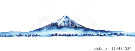 水墨画風の富士山の風景イラスト 水墨画風の富士山の風景イラスト 114484524