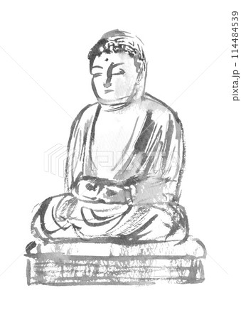 水墨画風の大仏のイラストのイラスト素材 [114484539] - PIXTA