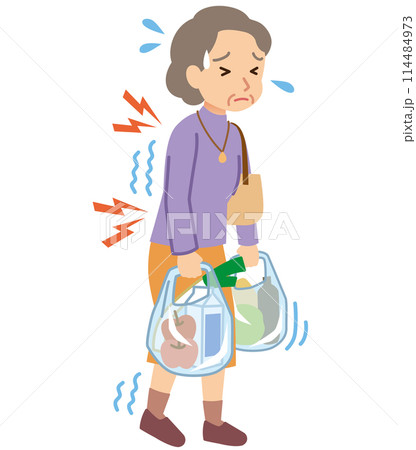 背中や腰に痛みがある 高齢者女性 骨粗鬆症 背中や腰に痛みがある 高齢者女性 骨粗鬆症 114484973