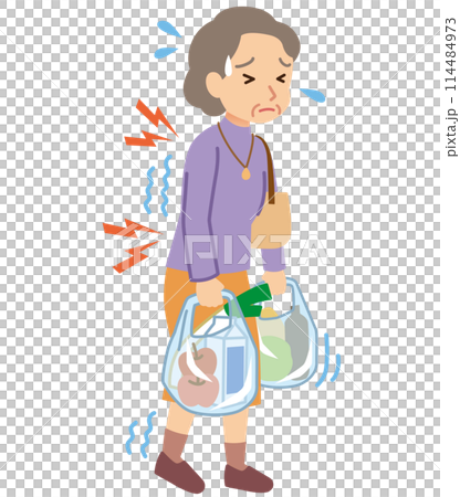 背中や腰に痛みがある 高齢者女性 骨粗鬆症 背中や腰に痛みがある 高齢者女性 骨粗鬆症 114484973