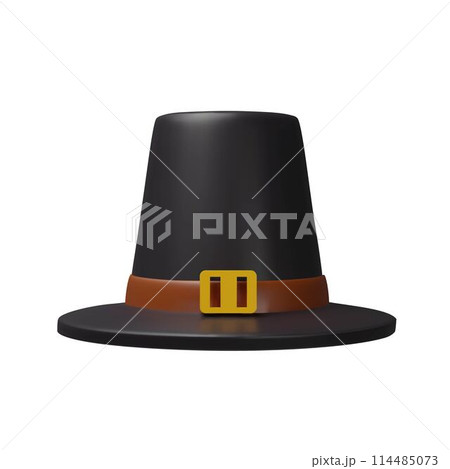 Traditional pilgrim hat in 3D vector for Thanksgiving on isolated background. Traditional pilgrim hat in 3D vector for Thanksgiving on isolated background. 114485073