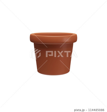 3D vector illustration of a glossy brown pot, suitable for plants, on a white background 114485086