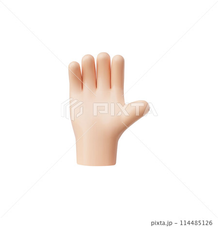 A 3D vector icon with a hand gesture showing a greeting sign is depicted 114485126