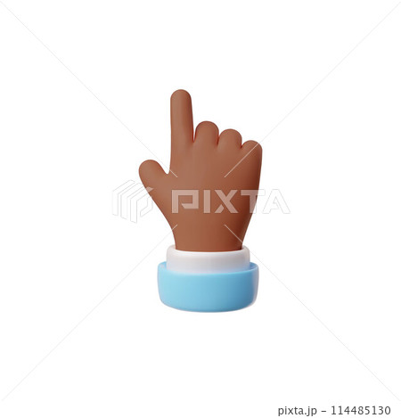 Vector icon 3D hand gesture with index finger poised to click on a white background Vector icon 3D hand gesture with index finger poised to click on a white background 114485130