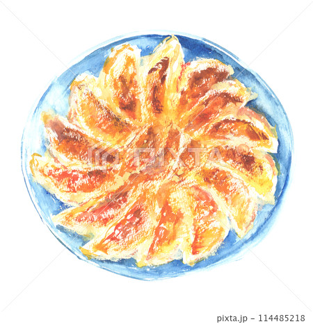 水彩で描いた焼き餃子のイラスト 水彩で描いた焼き餃子のイラスト 114485218