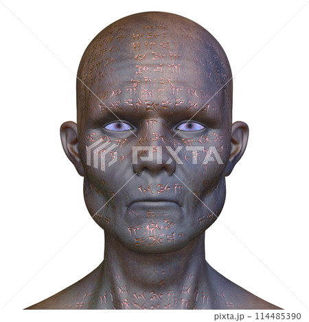 男性原始人の顔アップ 114485390