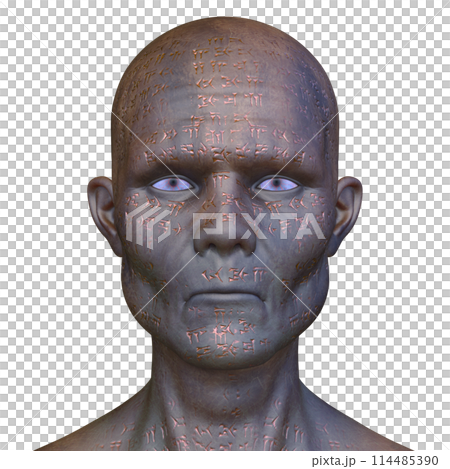 男性原始人の顔アップ 114485390