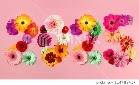 AI生成画像｜花で描いた2025年の文字イメージ 114485417