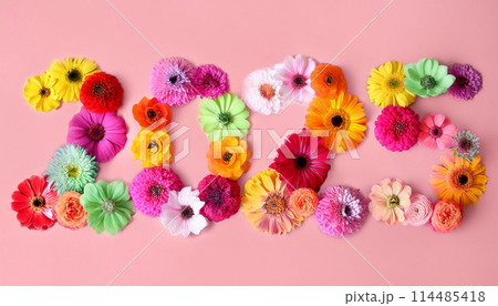 AI生成画像｜花で描いた2025年の文字イメージ 114485418