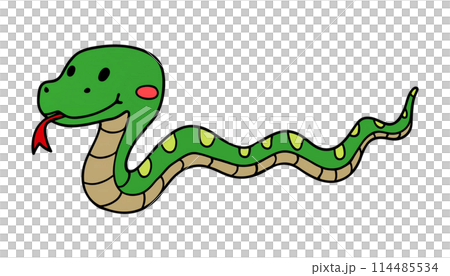 AI生成画像｜かわいい蛇のイラスト｜巳年イメージ｜年賀状素材｜ヘビ年イメージ 114485534