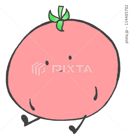 座ってこちらを見つめるトマト 114485782