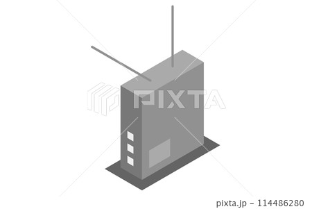 黒物家電：ルーター、アイソメトリックイラスト 114486280