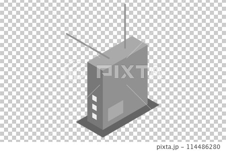 黒物家電：ルーター、アイソメトリックイラスト 114486280